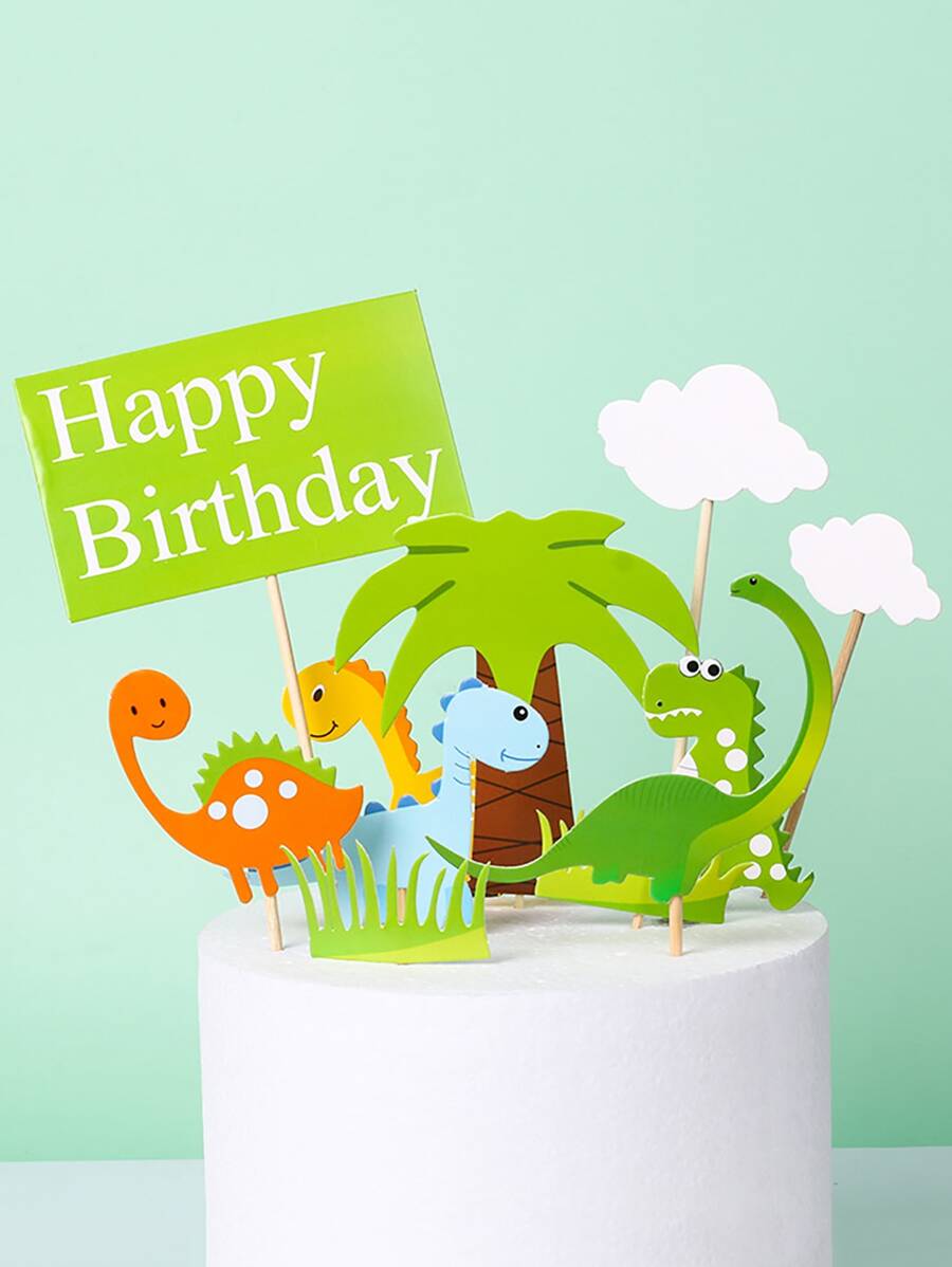 11 piezas Decoración de pastel con diseño de dinosaurio de cumpleaños - Multicolor - Ver 1