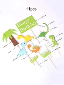 11 piezas Decoración de pastel con diseño de dinosaurio de cumpleaños - Multicolor - Ver 3
