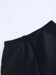 Manfinity Roghcode Men's Loose Fit Letter & Expression Printed Shorts With Drawstring Waist - Black - View 3