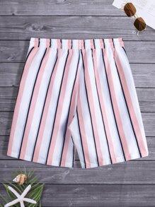 Manfinity Loose Men's Striped Shorts With Drawstring Waist - Multicolor - View 2