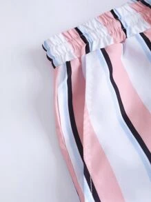 Manfinity Loose Men's Striped Shorts With Drawstring Waist - Multicolor - View 3