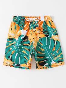 青少年男生熱帶印花泳褲