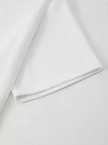 Aesthetic Post Áo thun nam hở vai họa tiết chữ cỡ lớn - trắng - Xem 3