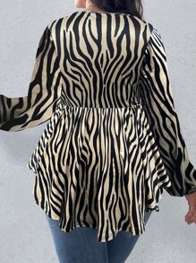 SHEIN Clasi Áo thun Plus size Trọn gói Bất đối xứng Sọc ngựa vằn Giải trí - Nhiều màu - Xem 2