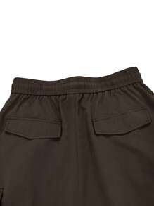 Manfinity Roghcode Men Flap Pocket Side Drawstring Waist Cargo Trousers - Coffee Brown - View 6