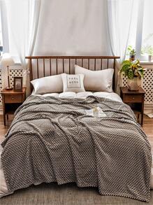 1pc Chevron Print Plush Blanket - Yellow - View 1