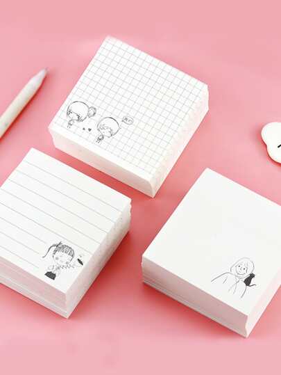 1 包 4 件装迷你横线创意简约女孩图案便利贴办公室学校便签本 80 张