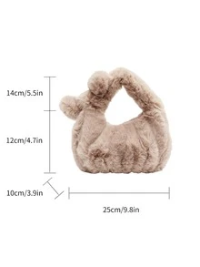 Fluffy Satchel Bag - Khaki - View 3