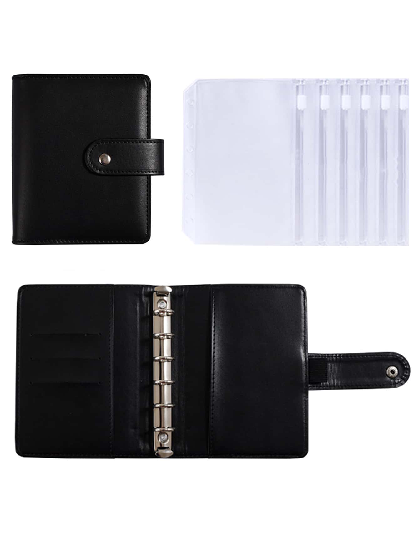 1pc Plain Binder Cover With 6pcs Binder Pocket, Back To School, School Supplies - Multicolor - View 1