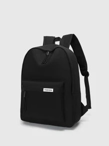 14 Inch Men Letter Patch Decor Casual Daypack, Schoolbag For Travel, College, School - Black - View 6