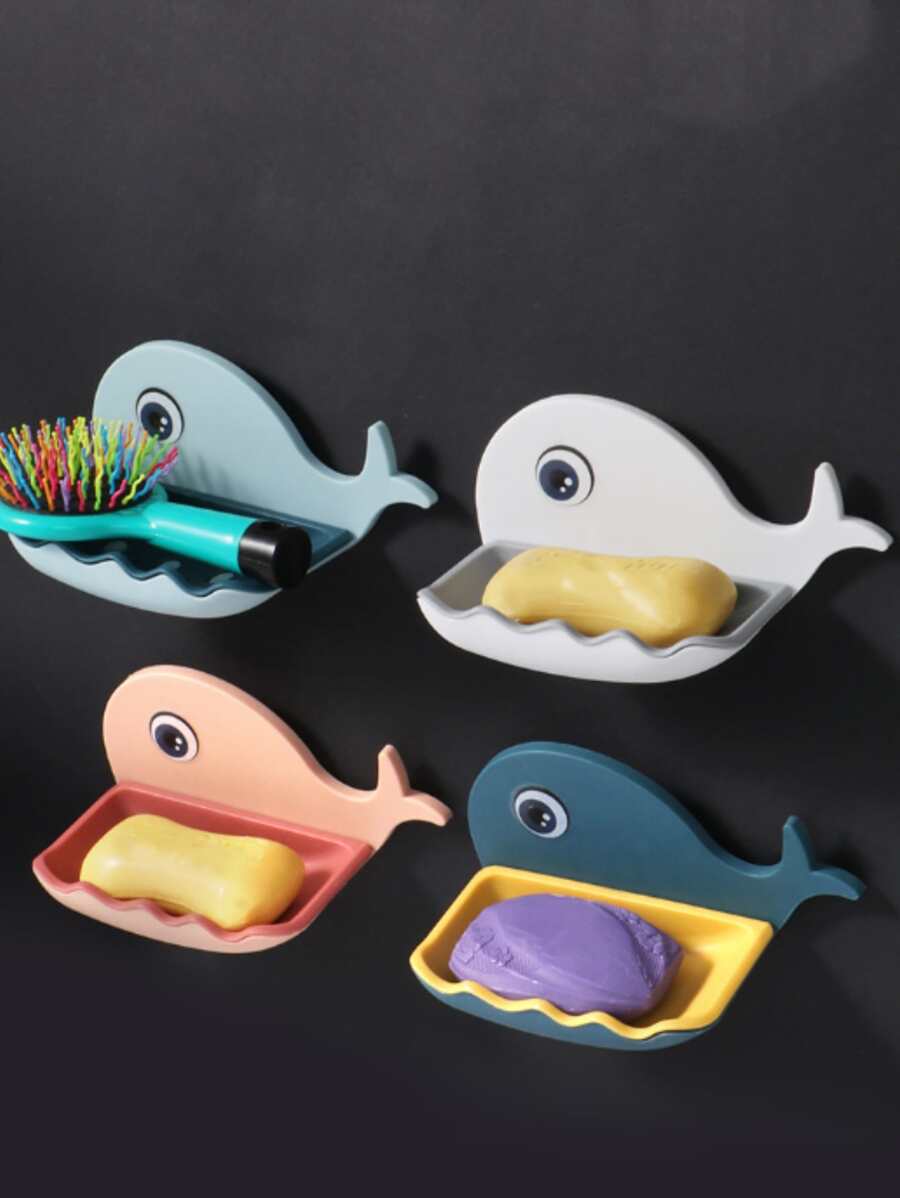 1pc Cartoon Design Random Color Wall Mounted Soap Holder - Multicolor - View 1