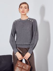 MOTF PREMIUM 100% WOOL RAGLAN SLEEVE JUMPER - Grey - View 5