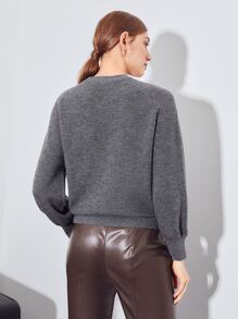 MOTF PREMIUM 100% WOOL RAGLAN SLEEVE JUMPER - Grey - View 6