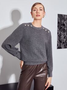 MOTF PREMIUM 100% WOOL RAGLAN SLEEVE JUMPER - Grey - View 2