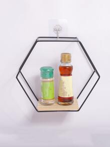 1pc Geometric Shaped Punch-free Storage Rack - Black - View 2