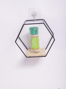 1pc Geometric Shaped Punch-free Storage Rack - Black - View 3