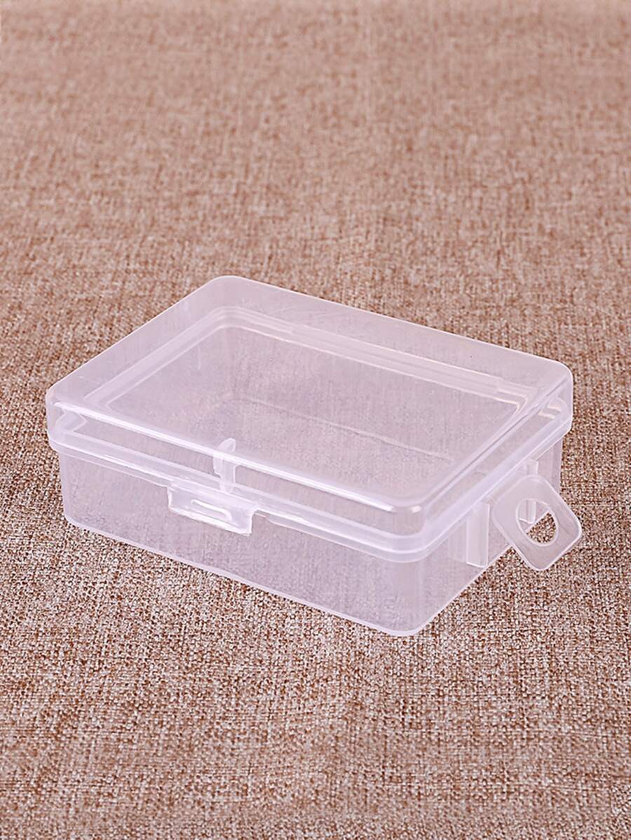 1入組小型塑膠透明矩形首飾收納盒居家旅行適用 - 無色 - 查看 1