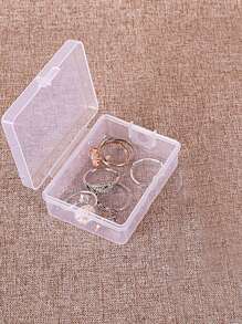 1入組小型塑膠透明矩形首飾收納盒居家旅行適用 - 無色 - 查看 6