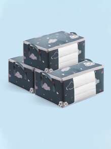 1pc Household Quilt Storage Bag, Clothes Storage Box, Dust-Proof Cartoon Graphic Closet Storage Bag, For Household Decorations Decor Festival Decor Room Decor Home Decor Decor Bedroom Decor - Multicolor - View 4