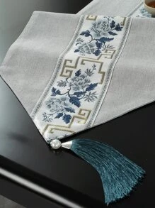 Floral Pattern Tassel Decor Waterproof Table Runner - Multicolor - View 3