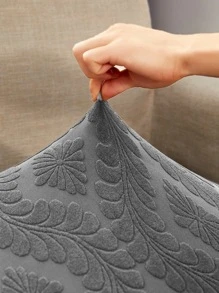 1入組樹葉提花有彈性沙發座墊套 - 深灰色 - 查看 2