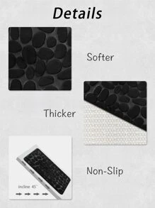 1pc Cobblestone Embossed Bathroom Bath Mat, Memory Foam Pad, Washable Bath Rug,Stone Bath Rug, Rapid Water Absorbent, Non-Slip, Washable, Thick, Soft And Comfortable Carpet For Shower Room Outdoor Rug Door Mat Bathroom Decor Summer - Black - View 3