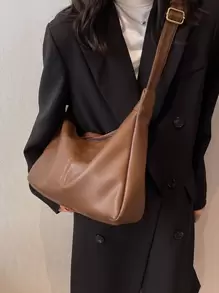 Minimalist Hobo Bag - Brown - View 1