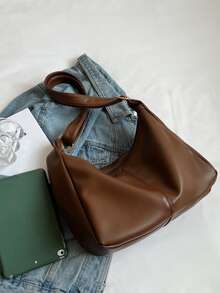 Minimalist Hobo Bag - Brown - View 4