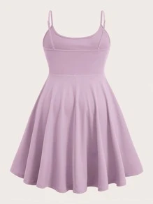 SHEIN Unity Đầm Plus Size màu trơn Thanh lịch - Màu Lilac Tím - Xem 2
