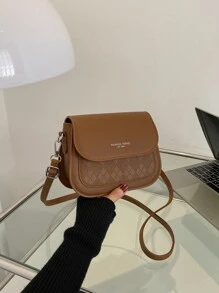 Mini Plaid Embossed Square Bagcrossbody Bag,Shoulder BagFashion,Casualcolor ContrastPortable,With Adjustable Strapfor Women, Rookies & White-Collar Workers,For Girl,For Womangift Bag,Perfect For Office,Work ,Business,Commute - Chocolate Brown - View 1