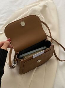 Mini Plaid Embossed Square Bagcrossbody Bag,Shoulder BagFashion,Casualcolor ContrastPortable,With Adjustable Strapfor Women, Rookies & White-Collar Workers,For Girl,For Womangift Bag,Perfect For Office,Work ,Business,Commute - Chocolate Brown - View 4