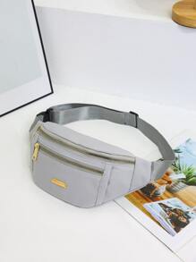 Metal Decor Waist Bag - Grey - View 1