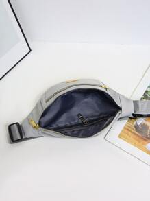 Metal Decor Waist Bag - Grey - View 3