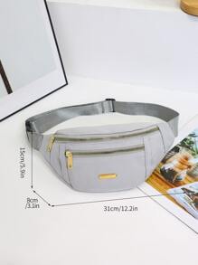 Metal Decor Waist Bag - Grey - View 4