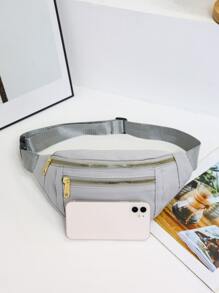 Metal Decor Waist Bag - Grey - View 5