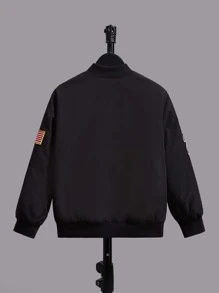 SHEIN Tween Boy 绗缝标语图案夹棉外套