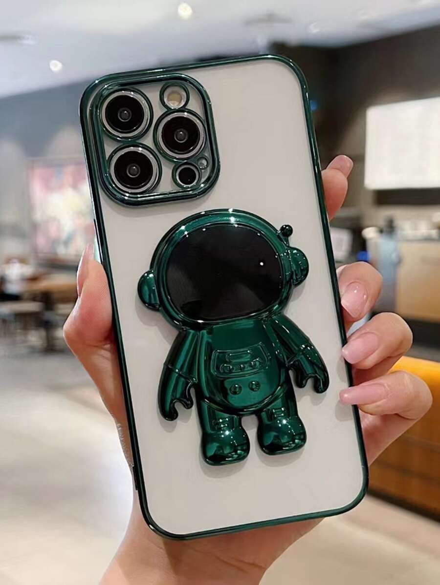 Ốp điện thoại hình phi hành gia mạ khung tương thích với iPhone 15 Pro Max Vỏ mềm bảo hiểm toàn diện - màu xanh lá - Xem 1