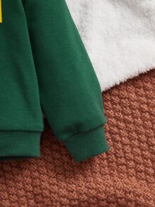 SHEIN Baby Boy Letter Graphic Sweatshirt - Dark Green - View 4