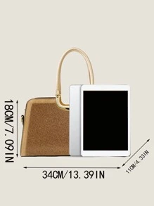 Mini Glitter Rhinestone Decor Square Bag - Gold - View 3