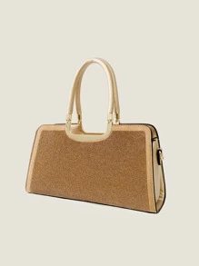 Mini Glitter Rhinestone Decor Square Bag - Gold - View 6