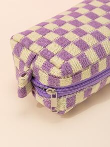 1 件紫色和黄色棋盘针织柔软经典棋盘图案防水大容量旅行便携经典八角包化妆包女士女孩，化妆包化妆袋护肤包洗漱包收纳包，旅行必需品邮轮必需品宿舍必需品 - 彩色 - 查看 6