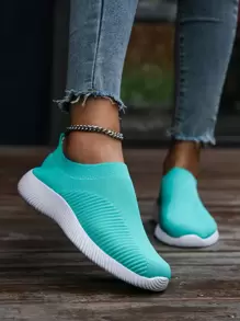 女士綠色路跑步鞋帶霓虹藍鞋帶 - 綠色 - 查看 1