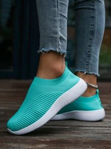 女士綠色路跑步鞋帶霓虹藍鞋帶 - 綠色 - 查看 3