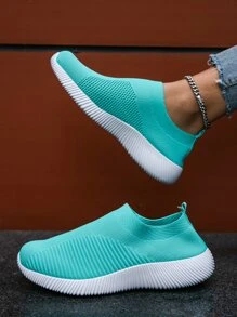 女士綠色路跑步鞋帶霓虹藍鞋帶 - 綠色 - 查看 4