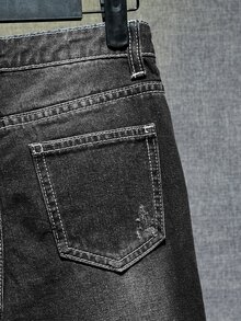 SHEIN Boys Bleach Wash Cat Scratch Jeans - Black - View 3