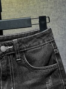 SHEIN Boys Bleach Wash Cat Scratch Jeans - Black - View 4