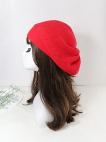 Solid Slouchy Beret - Red - View 11