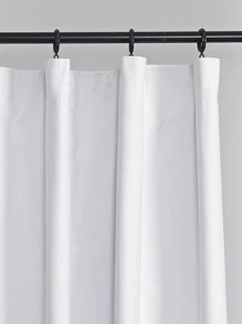 1pc Solid Color 100% Blackout Thermal Insulated Hook Window Curtain - White - View 4