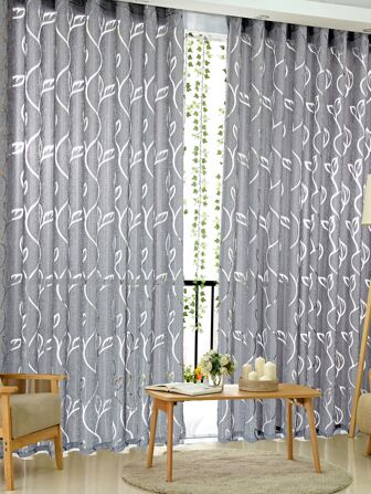 鏤空樹葉單片透視窗簾