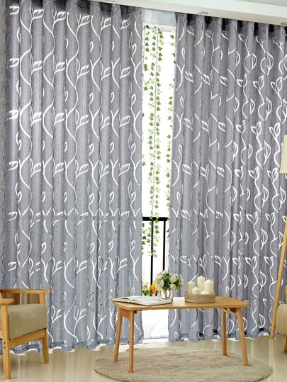 鏤空樹葉單片透視窗簾